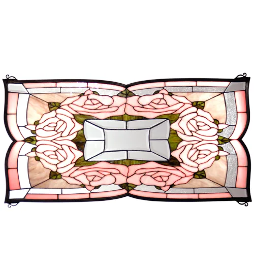 32"W X 16"H Ring of Roses Stained Glass Window