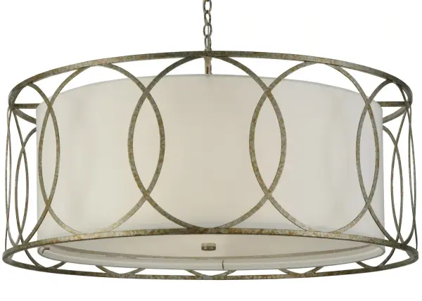 This stunning fixture with a chic circular motif and a curved shape is reminiscent of the high style of the Art Deco era. This flushmount hardware and frame is hand finished in a Nickel powdercoat, and enhance with a White Textrene shade that embraces a Statuario Idalight diffuser. Handcrafted in the USA by highly skilled artisans. Energy efficient lamping options such as LED are available. Custom colors, sizes and styles offered. The pendant UL and cUL listed for dry and damp locations. Collection: Cilindro Finish: Nickel Glass: White Textrene Notes: Custom Crafted In Yorkville, New York Please Allow 30 Days Width: 42.00" Height: 23.00" Length: 42.00" Weight: 41.00 lb Number of Bulbs: 4 Maximum Wattage: 60.00 W Bulb Type: A19 Bulb Base: E26 Material: Steel Country of Origin: USA Safety Listing: Damp Safety Rating: Damp