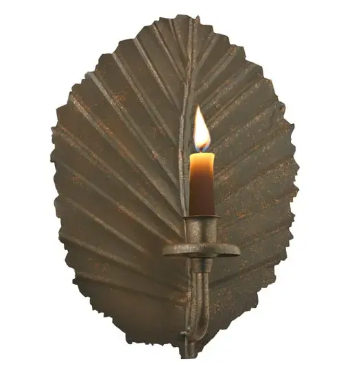 A dramatic Leaf design provides the background for this unique candle holder. The backplate and bobeche are finished in a stunning Gilded Tobacco. The Nicotiana Leaf Wall Candle Holder is ADA Compliant. Domestically Produced in our 180;000 square foot manufacturing facility in Yorkville; New York. Customize the candle holder designs; metal finishes and fixture sizes to meet your desires. The Candle is not included.