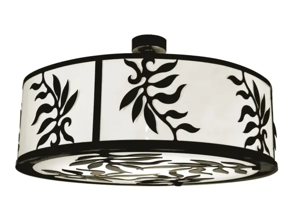 Designed with a curved profile and a striking floral look... This appealing ceiling fixture reveals an attractive aesthetic. The shade features a Statuario Idalight lens The fixture is enhanced with Blackwash finished Leafy accents and hardware. It is perfect as a ceiling pendant in corridors and other spaces; from Billings; Montana; to Gresham; Oregon; to Fairfield; California. The Ciranda Pendant is featured in the American-made; American-designed; handcrafted Cilindro Collection and is manufactured in Yorkville; NY. It is UL and cUL listed for dry and damp locations. Upstate New York's adventurous playland; known as the Adirondack Mountains; with its many breathtaking forests; lakes; and rivers; is the spiritual birthplace of Meyda and inspires our rustic-themed collections.
