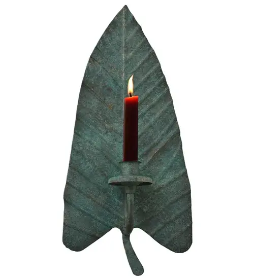7" Wide Arum Leaf Wall Mount Candle Holder - Image 1