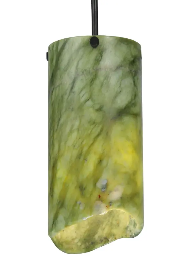 Inspired by nature, this exquisite organic stone pendant brings the great outdoors, inside. Hand polished stone in tones of Moss Green, Earthy Beige and Black Vein adds a look of calm serenity with the natural marble patterning. Paired with a Black hardware this stunning fixture is perfect for illuminating tables, counters, bars and islands. This pendant is custom crafted by Meyda artisans in Upstate New York. Custom sizes, styles and colors are available, as well as dimmable energy efficient lamping options. Collection: Cilindro Finish: Textured Black Glass: Dark Greem Notes: Custom Crafted In Yorkville, New York Please Allow 50 Days Width: 3.50" Height: 9.00" Length: 3.50" Weight: 2.50 lb Number of Bulbs: 1 Maximum Wattage: 60.00 W Bulb Type: A19 Bulb Base: E26 Material: Metal Country of Origin: USA Safety Listing: Damp Safety Rating: Damp