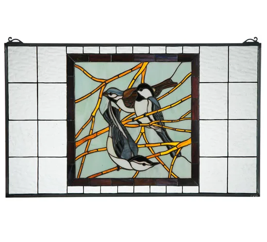 33"W X 20"H Backyard Friends Stained Glass Window