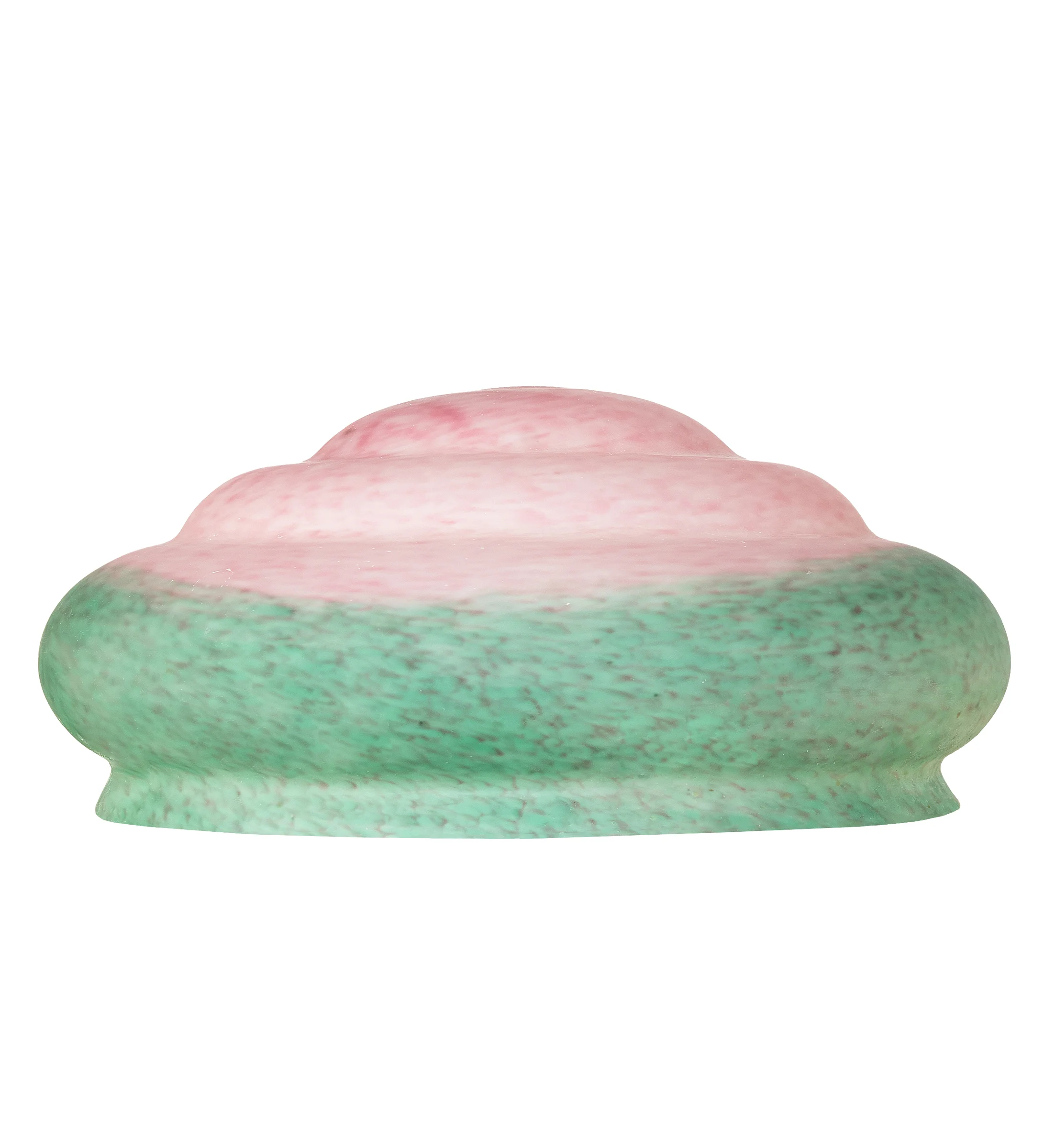 15" Wide Pate-de-Verre Pink and Green Three Tier Shade