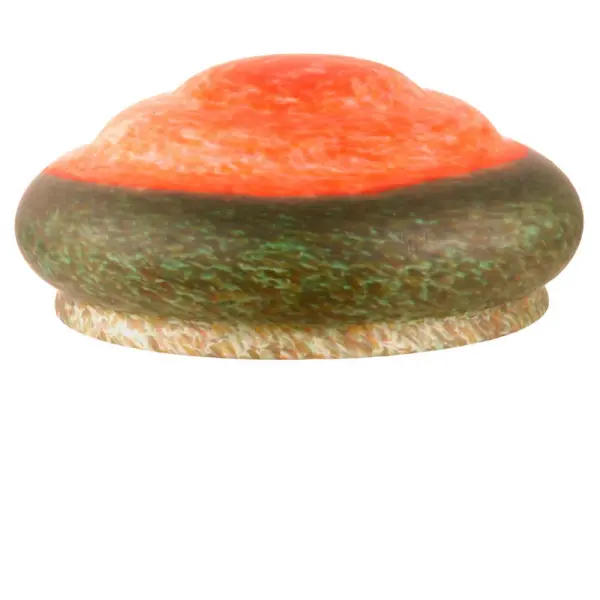 Mouthblown art glass in a graceful Tiered profile is created in Red and Green brushstrokes. Originally dating back to the ancient Egyptians; the old-world French Pate de Verre artisanship is utilized with painstaking techniques; including kiln firing and hand sculpting an art glass mold into a finished masterpiece. This shade pairs well with hardware to create a flush mount or semi-flush mount. The Pate-de-Verre Red and Green Shade is featured in our American-designed; handcrafted Art Glass Lighting Collection. Each shade is a unique work of art; with color variations reflecting the natural ingredients inherent in the glass.
