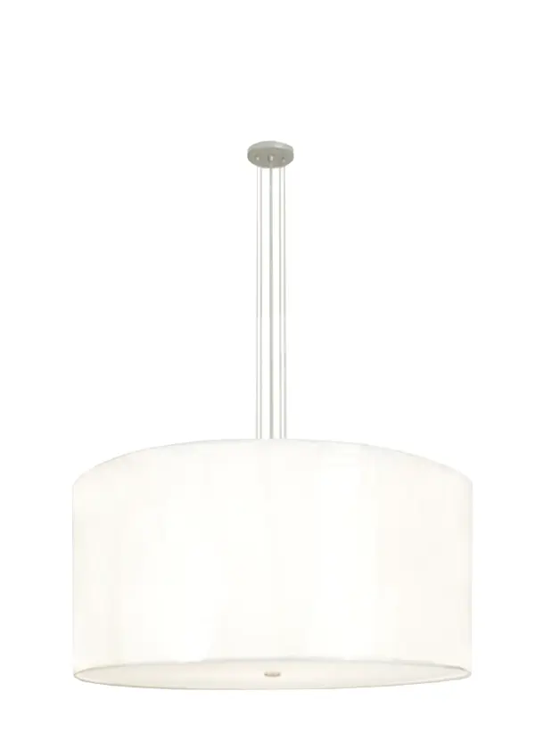 Designed with a clean round profile that fits into the homes and structures of nearly any architectural era, this ceiling fixture defines a distinctive sophisticated aesthetic. The hardware is featured in a Satin Nickel finish and embraces a stunning White Textrene shade which is complemented with Statuario Idalight top and bottom diffusers. Handcrafted in the USA, this pendant is available in custom colors, styles and sizes, as well as dimmable energy efficient lamping options such as LED. UL and cUL listed for damp and dry locations. Collection: Cilindro Finish: Satin Nickel Glass: White Cotton Notes: Custom Crafted In Yorkville, New York Please Allow 30 Days Width: 36.00" Height: 21.50" Length: 36.00" Weight: 15.00 lb Number of Bulbs: 4 Maximum Wattage: 60.00 W Bulb Type: A19 Bulb Base: E26 Material: Steel Country of Origin: USA Safety Listing: Damp Safety Rating: Damp