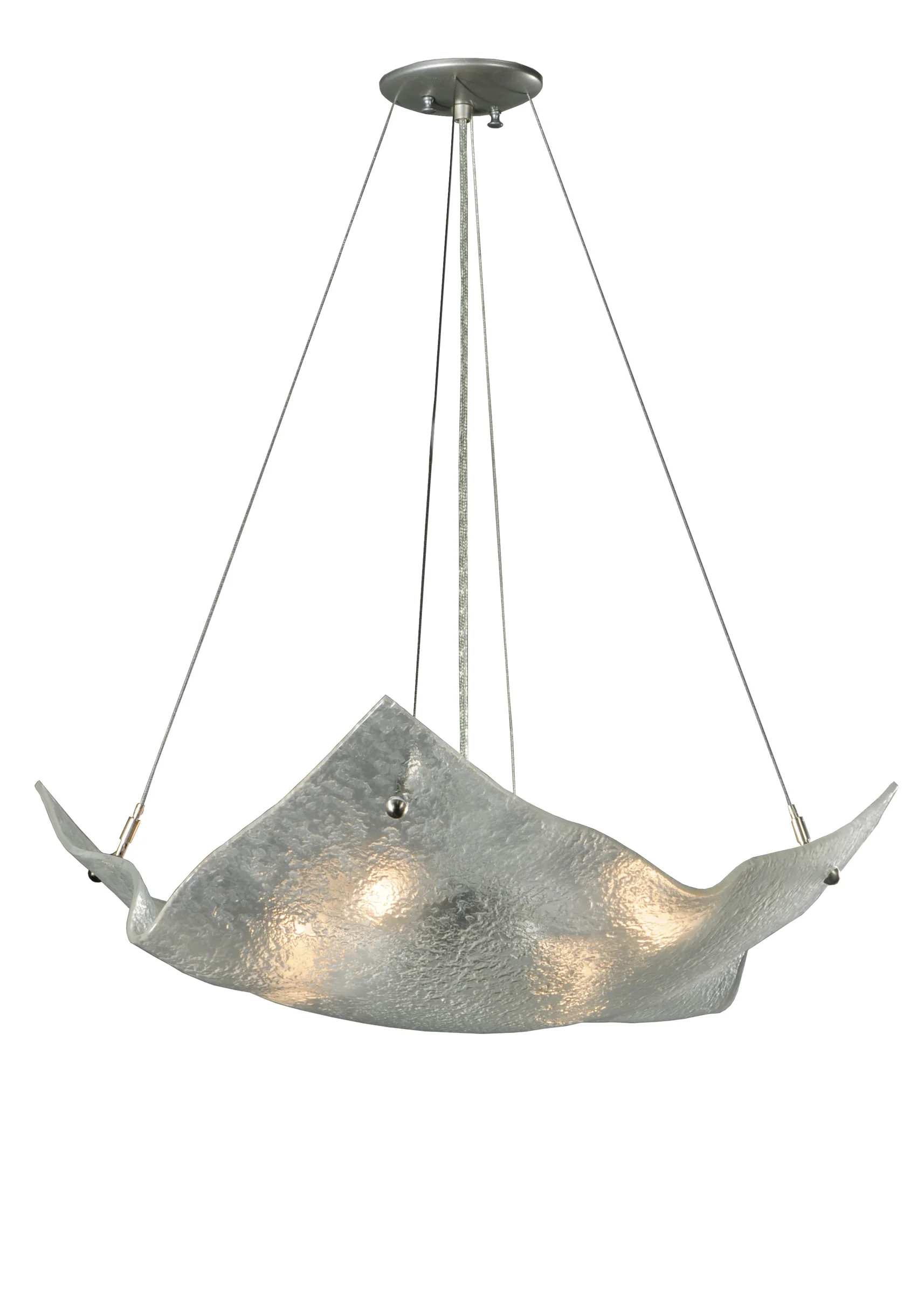 Crinkle Four Light Inverted Pendant in Brushed Nickel