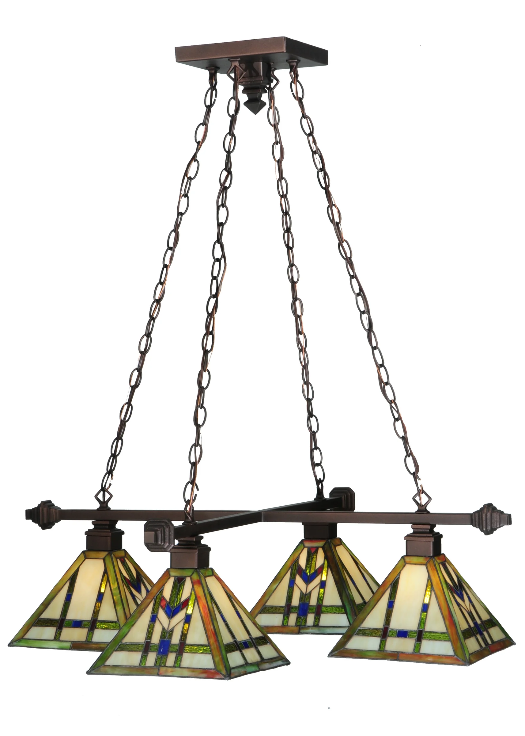 36" Square Prairie Wheat 4 Light Chandelier