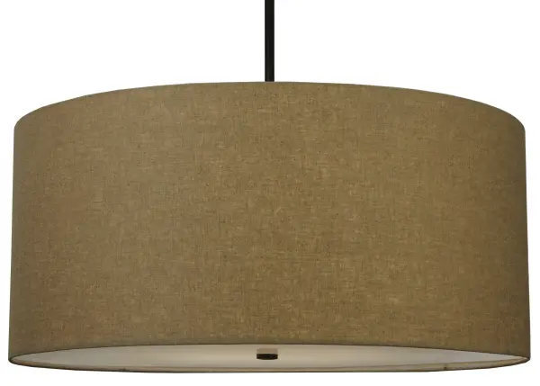 Designed with a clean round profile that fits into a variety of residential and commercial settings, this ceiling fixture defines a distinctive casual charm. The hardware is featured in a Timeless Bronze finish and embraces a Brown Silk shade which was crafted from customer-supplied materials. Handcrafted in the USA, this pendant is available in custom colors, styles and sizes, as well as dimmable energy efficient lamping options such as LED. This fixture is UL and cUL listed for damp and dry locations. Collection: Cilindro Finish: Timeless Bronze Glass: Brown Silk Textrene Notes: Custom Crafted In Yorkville, New York Please Allow 30 Days Width: 36.00" Height: 54.00" Length: 36.00" Weight: 18.00 lb Number of Bulbs: 6 Maximum Wattage: 60.00 W Bulb Type: A19 Bulb Base: E26 Material: Steel Country of Origin: USA Safety Listing: Damp Safety Rating: Damp