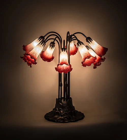 22"H Pink/White Pond Lily 10 LT Table Lamp