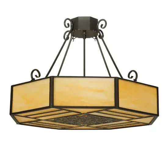 Every Meyda Tiffany item is a unique handcrafted work of art. Natural variations in the wide array of materials that we use to create each Meyda product make every item a masterpiece of its own. Photographs are a general representation of the product. Colors and designs will vary. Collection: Lakeside Finish: Timeless Bronze Glass: Beige Art Glass Notes: Custom Crafted In Yorkville, New York Please Allow 30 Days Width: 32.25" Height: 22.00" Length: 32.25" Weight: 32.00 lb Extension from Wall: 3.75" Number of Bulbs: 4 Maximum Wattage: 60.00 W Bulb Type: A19 Bulb Base: E26 Light Source: LED Color Temperature: 3000 K Material: Steel Country of Origin: USA Safety Listing: Damp Safety Rating: Damp LED - alternate view