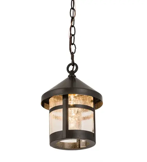 Handcrafted of Solid Brass; this handsome lantern is designed with straight lines and stunning Clear Seeded glass which are enhanced with cylindrical shaped hardware finished in a warm Craftsman Brown. This Signature Craftsman fixture is UL and cUL listed for a wide range of interiors and exteriors. Custom crafted by highly skilled artisans in the USA; the pendant is available in a variety of custom sizes; styles; colors and dimmable energy efficient lamping options such as LED. The fixture is UL and cUL listed for dry and wet locations. - alternate view
