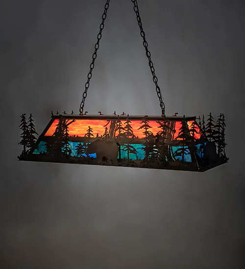 50" Long Bear Through the Trees Oblong Pendant