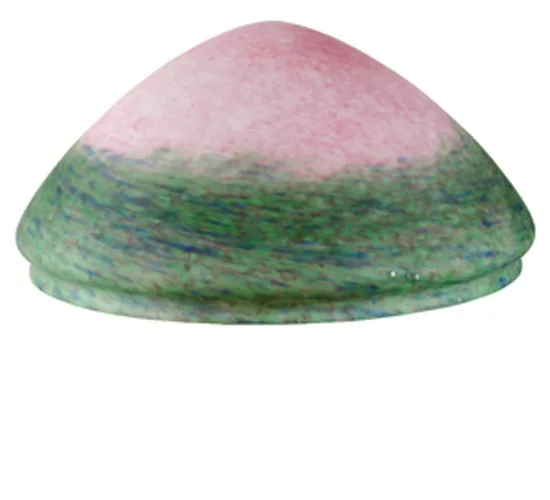 14" Wide Pate-de-Verre Pink and Green Shade