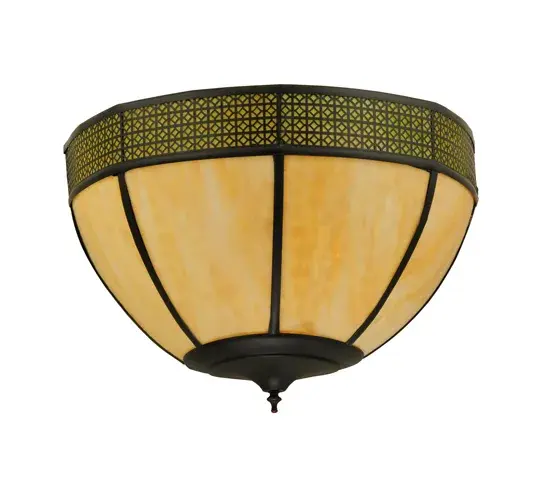 The Coronation is a curvaceous; attractive wall sconce featuring a Beige Bent Glass shade with Avocado Glass on the upper layer. Dramatically styled Weave-Tex diamond-shaped metal accents are highlighted in a Craftsman Brown finish to add that crowning touch. This wall fixture is ideal for illuminating residences; hotels; and even TV courtrooms; from New York to Hollywood and Pasadena; California. The Coronation Sconce is included in our American-made; American-designed; handcrafted Quality Bent Glass Collection and manufactured in Yorkville; New York. UL and cUL listed for dry and damp locations. The fixture is featured in the courtroom scenes of the gripping global TV hit legal drama Presumed Innocent". The Quality Bent Glass division of Meyda Lighting is over 100 years in the making. Today; we are still creating timeless masterpieces using tools and methods from the days when we supplied Tiffany Studios. Bent glass colors and metal finishes are customizable; as each fixture is handcrafted to order." - alternate view