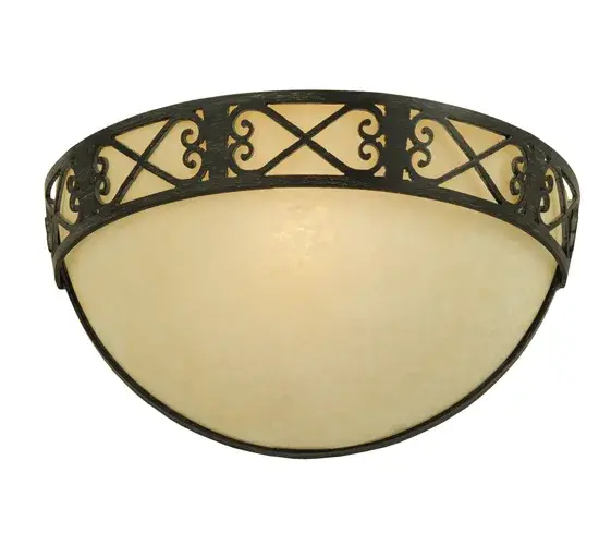 An exquisite wall sconce design comes to light with all of the sparkle of a regal castle, conjuring up images of romantic bygone days. Turismo art glass is complemented with an authentic frame, scrollwork accents and hardware that supports this fixture are featured in an Antique Iron Gate finish. Handcrafted in the USA, custom sizes, styles, colors and dimmable energy efficient lamping options such as LED are available. UL and cUL listed for damp and dry locations. Collection: Toscano Finish: Antique Iron Gate Glass: Turismo Art Glass Notes: Custom Crafted In Yorkville, New York Please Allow 30 Days Width: 12.50" Height: 6.00" Length: 6.50" Weight: 3.50 lb Extension from Wall: 6.50" Number of Bulbs: 1 Maximum Wattage: 40.00 W Bulb Type: B10 Bulb Base: E12 Material: Steel Country of Origin: USA Safety Listing: Damp Safety Rating: Damp - alternate view