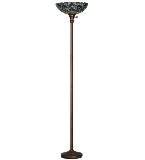 69.5" High Tiffany Peacock Feather Torchiere
