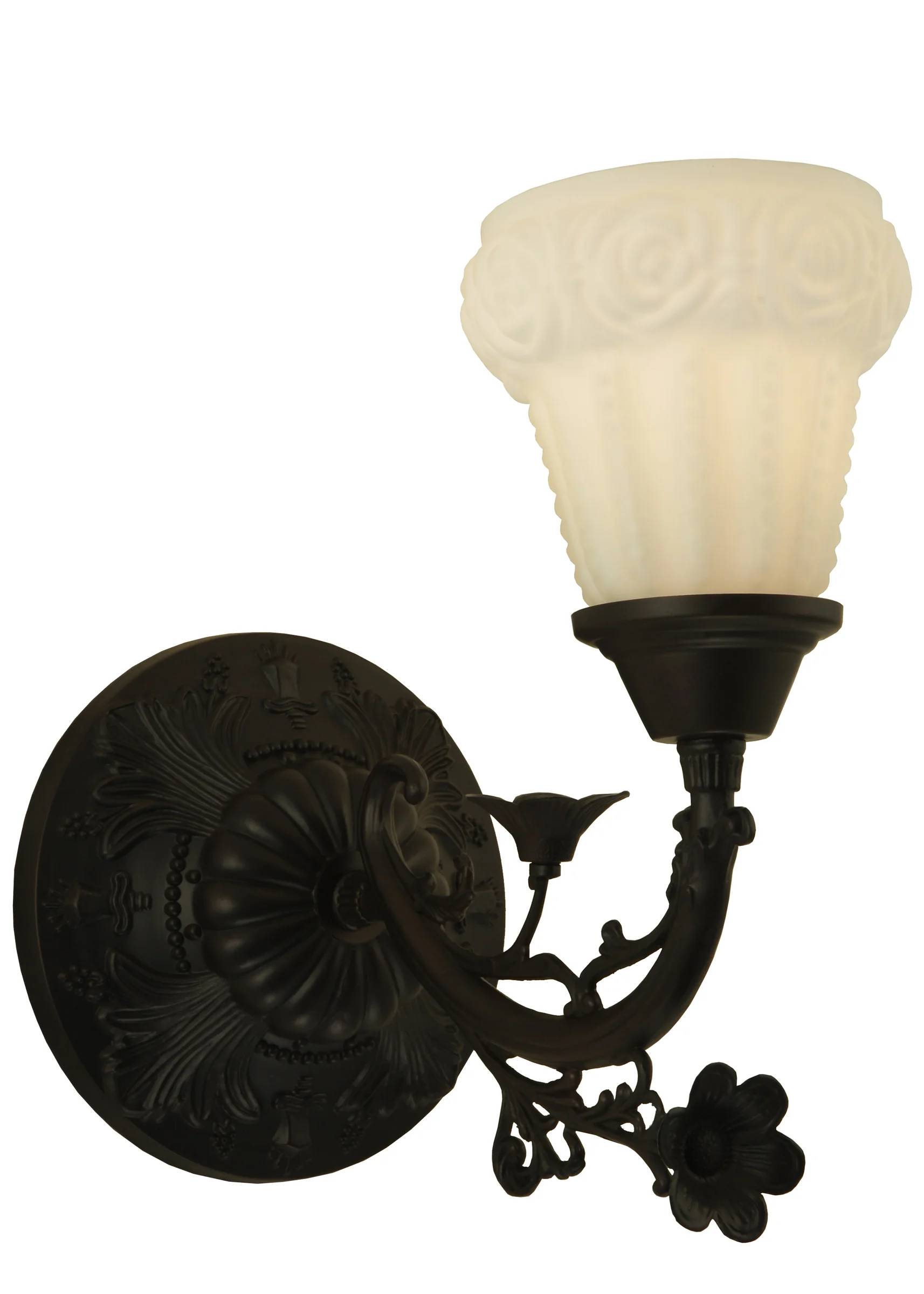 7" Wide White Puffy Rose Wall Sconce