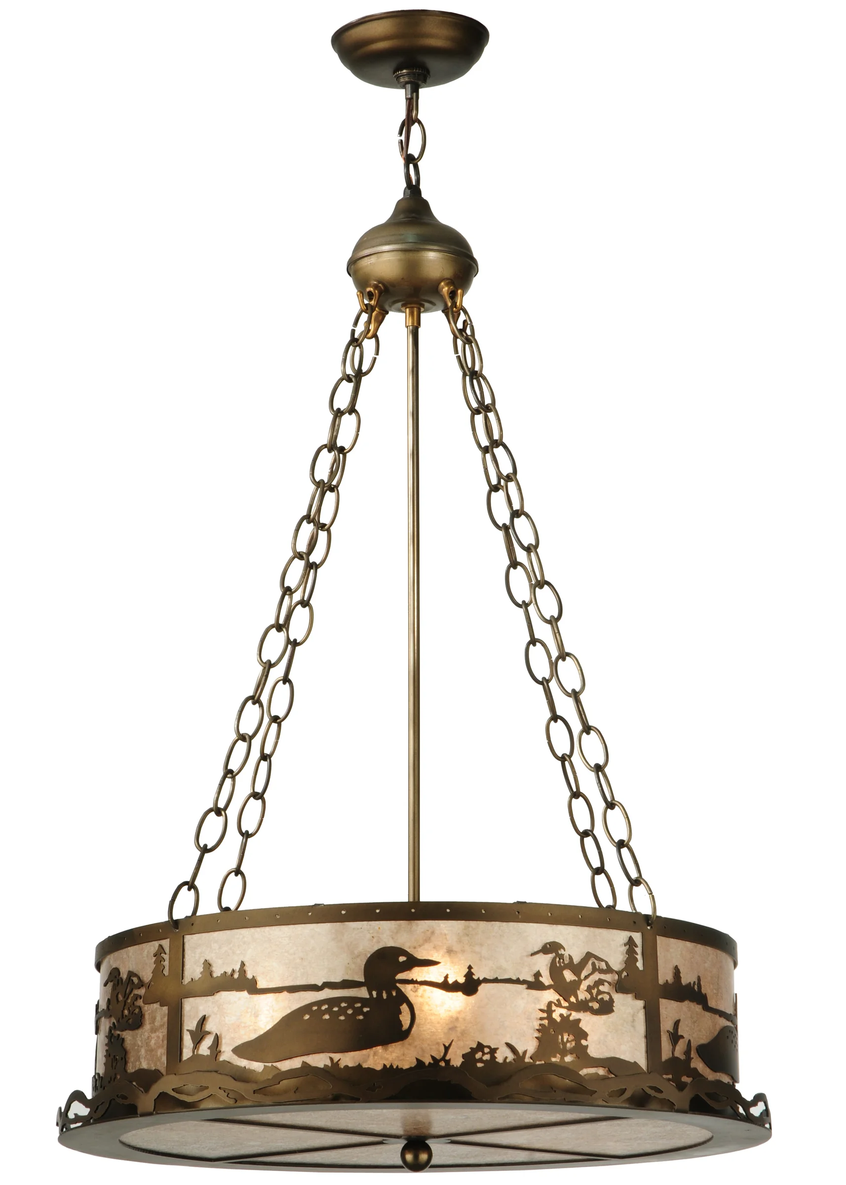 Loon Four Light Inverted Pendant in Antique Copper