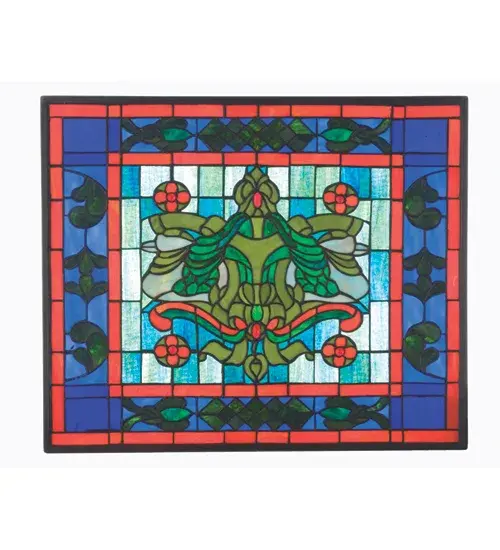23.5"W x 19.8"H Victorian Flourish Stained Glass Window