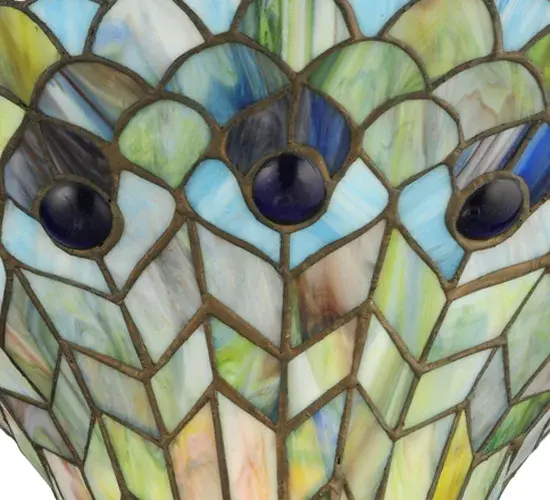 14" Wide Tiffany Jeweled Peacock Torchiere Shade - Image 2