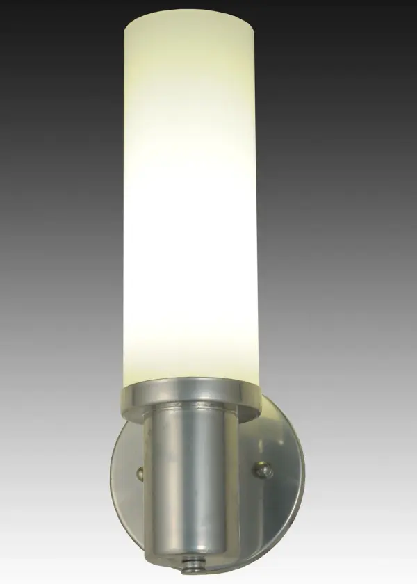 The streamlined West Chester wall sconce adds a clean, modern form to baths and other interiors. The wall luminaire diffuses light evenly through a cylinder of Opal Glass which is held in place by a steel base, finished in a complementary Extreme Chrome powdercoat finish. Handcrafted by highly skilled artisans in our manufacturing facility in Upstate New York, this fixture is available in a wide range of custom choices including various designs, colors, sizes and dimmable energy efficient lamping options such as LED. The sconce is UL and cUL listed for damp and dry locations. Collection: Cilindro Finish: Extreme Chrome Glass: Statuario Idalight Notes: Custom Crafted In Yorkville, New York Please Allow 30 Days Width: 4.50" Height: 12.50" Length: 4.00" Weight: 1.00 lb Extension from Wall: 4.00" Number of Bulbs: 1 Maximum Wattage: 12.00 W Bulb Type: A19 Bulb Base: GU24 Light Source: LED Material: Steel Country of Origin: USA Safety Listing: Dry Safety Rating: Dry Energy Efficient LED
