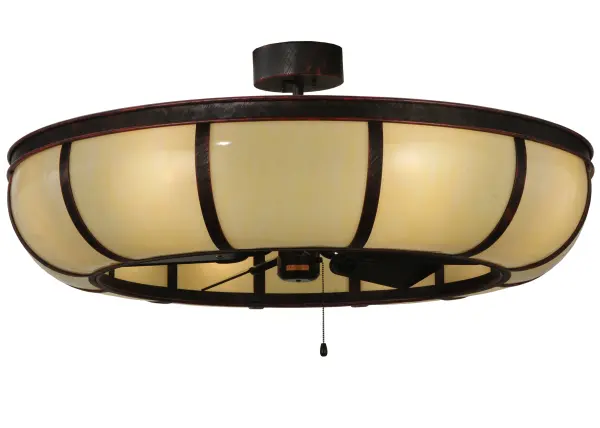 Evocative of the Craftsman period; this handsome fan integrated lighting fixture adds warmth and authentic appeal to interior spaces while creating a visually pleasing experience. A stunning Cre'me Carrare Idalight shade is complemented with an Oil Rubbed Bronze finished frame and hardware. In summer; the fan pushes down a windchill that circulates to keep the space cool and comfortable. In winter; the fan is reversed to pull the room air up towards the ceiling and force the warm air back down into your space. The Prime Dome Chandel-Air is featured in our American made; American designed handcrafted Chandel-Air Collection. Manufactured in Yorkville; New York. UL and cUL listed for dry and damp locations.
