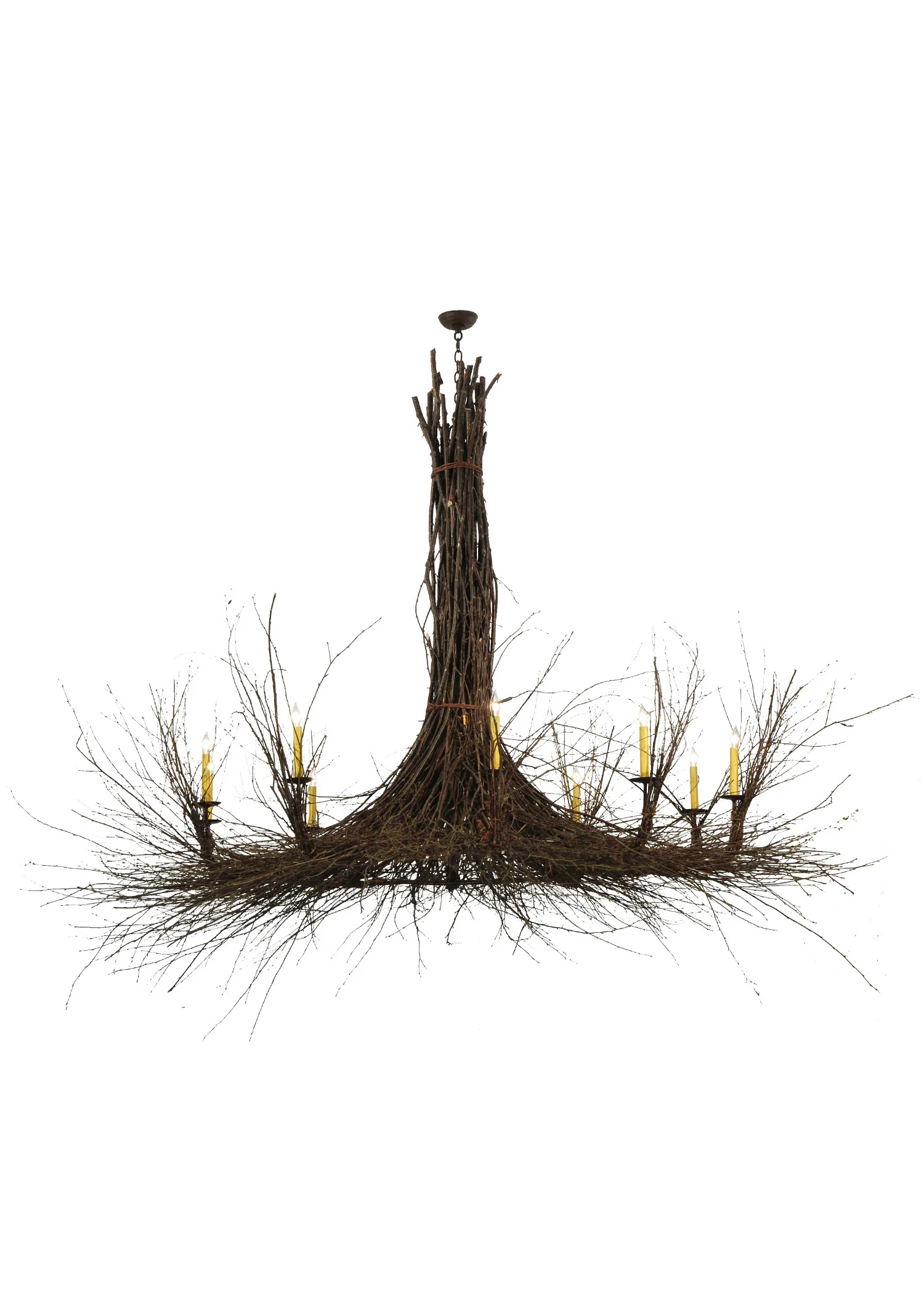 100" Wide Twigs 10 Light Chandelier