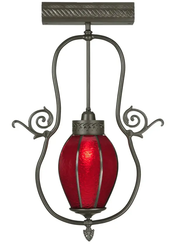 Every Meyda Tiffany item is a unique handcrafted work of art. Natural variations in the wide array of materials that we use to create each Meyda product make every item a masterpiece of its own. Photographs are a general representation of the product. Colors and designs will vary. Collection: Zest Finish: Timeless Bronze Glass: Ruby Width: 6.00" Height: 25.00" Length: 16.75" Weight: 6.00 lb Extension from Wall: 6.50" Number of Bulbs: 1 Maximum Wattage: 60.00 W Bulb Type: F15 Bulb Base: E26 Material: Brass Country of Origin: USA Safety Listing: Damp Safety Rating: Damp