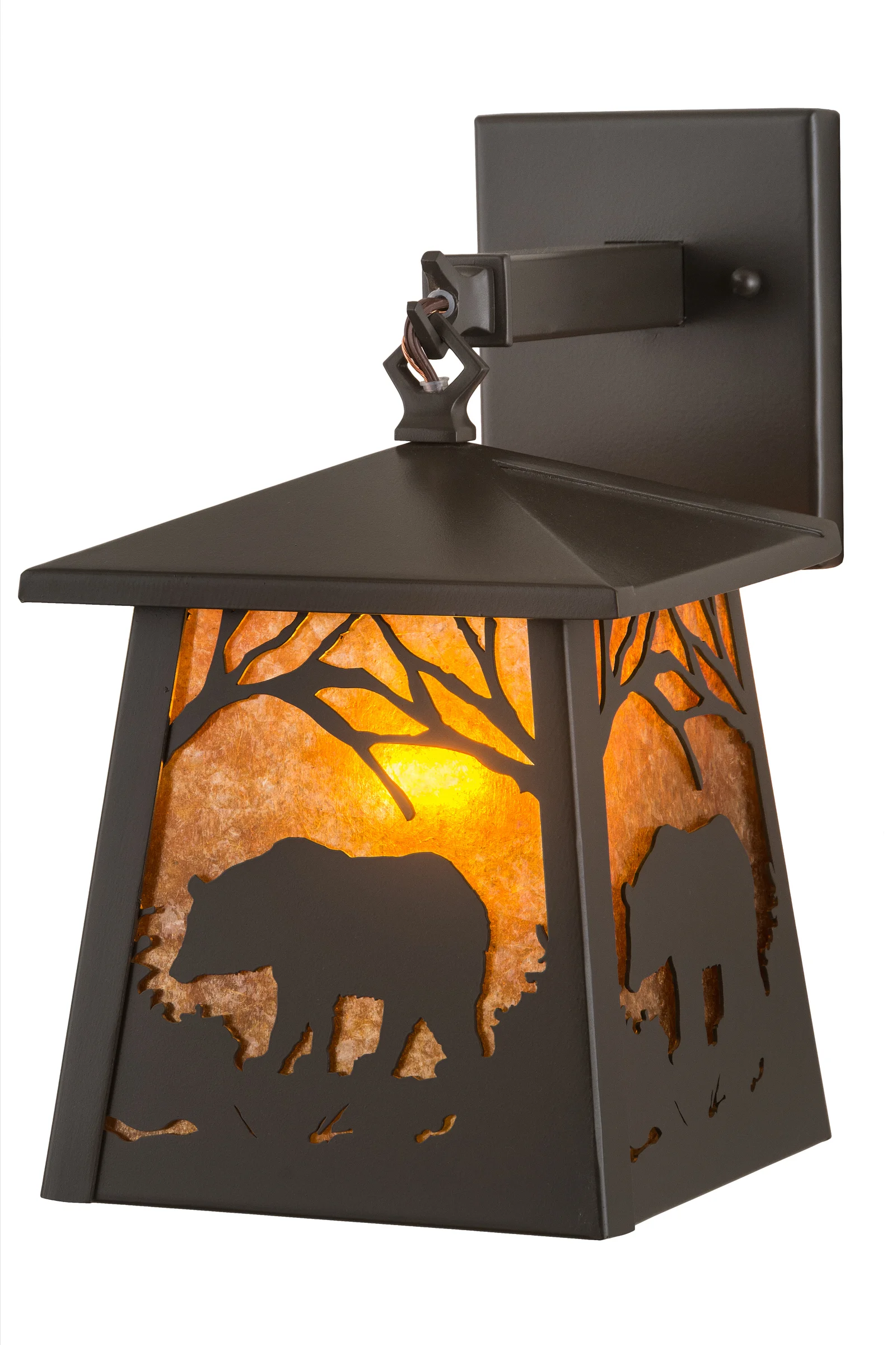 7" Wide Black Bear Hanging Wall Sconce