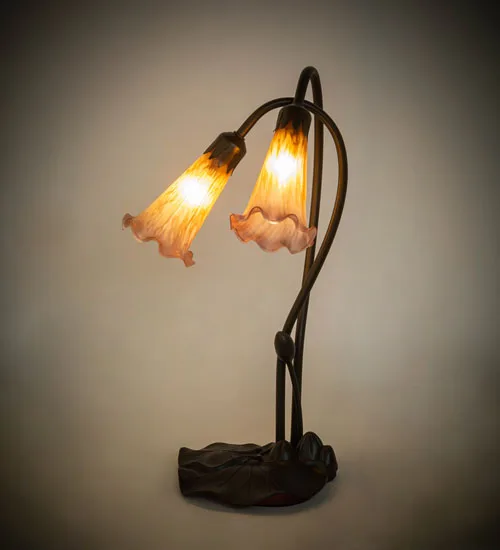 16" High Amber/Purple Pond Lily 2 LT Table Lamp