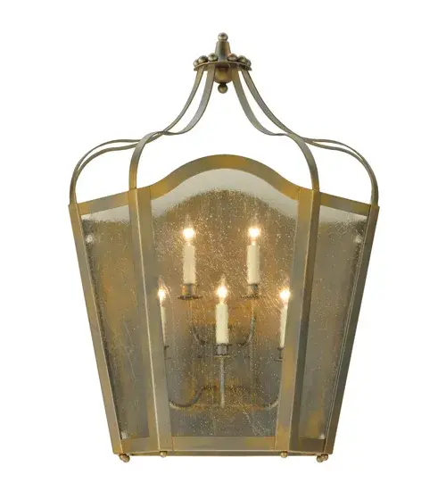 Utilizing a blend of timeless craftsmanship and classic design, the ever-popular Citadel brings home unsurpassed quality and shapely appeal. Evoking a dramatic effect, beautiful ambient light is projected through a Clear Seeded Glass lens which reveals 5 Amber faux candlelights featured within this pendant. Citadel is enhanced with a curvaceous frame and hardware featured in a French Bronze finish. The wall sconce is handcrafted by skilled artisans in our 180,000 square foot manufacturing facility in Yorkville, NY. Custom options include various sizes, colors, designs and dimmable energy efficient lamping. The decorative wall fixture is UL and cUL listed for dry and damp locations. Collection: Citadel Finish: French Bronze Glass: Clear Seeded Glass Width: 25.25" Height: 36.00" Length: 12.00" Weight: 31.00 lb Extension from Wall: 12.00" Number of Bulbs: 5 Maximum Wattage: 40.00 W Bulb Type: B10 Bulb Base: E12 Material: Steel Country of Origin: USA Safety Listing: Damp Safety Rating: Damp - alternate view