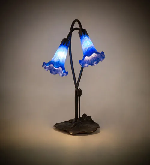 16" High Blue Pond Lily 2 LT Accent Lamp