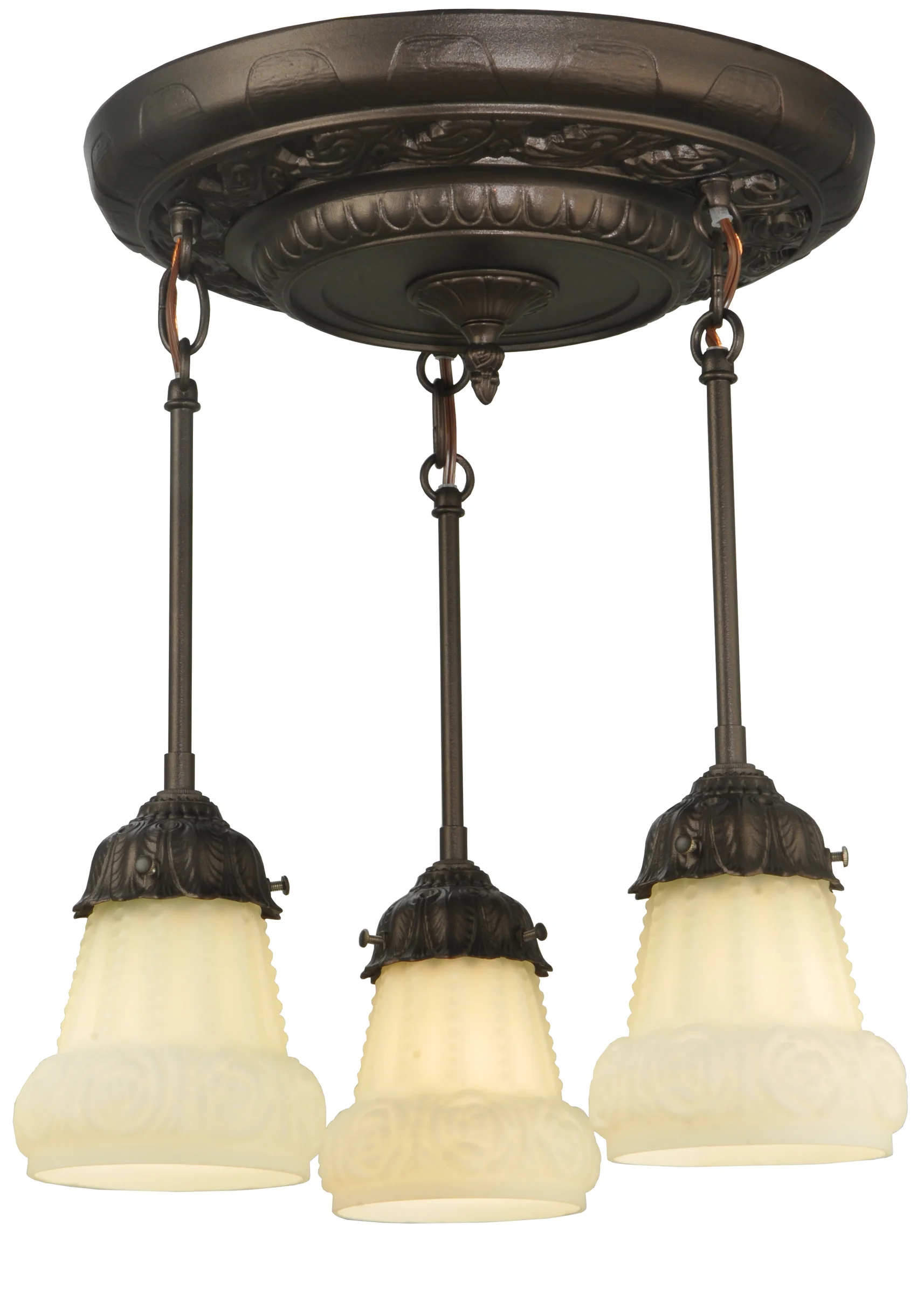 15" Wide White Puffy Rose 3 Light Semi-Flushmount