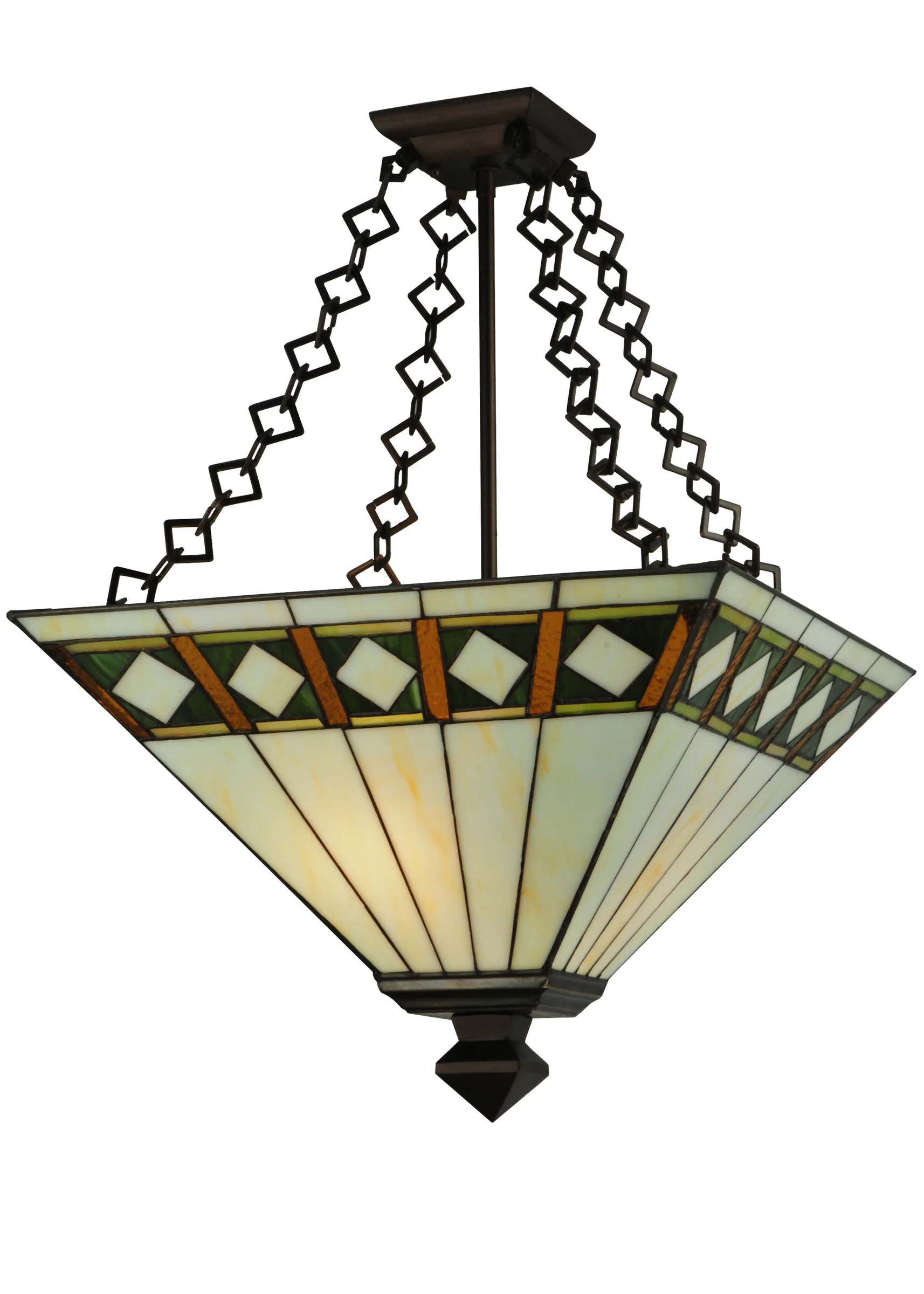 17" Square Diamond Band Mission Semi-Flushmount
