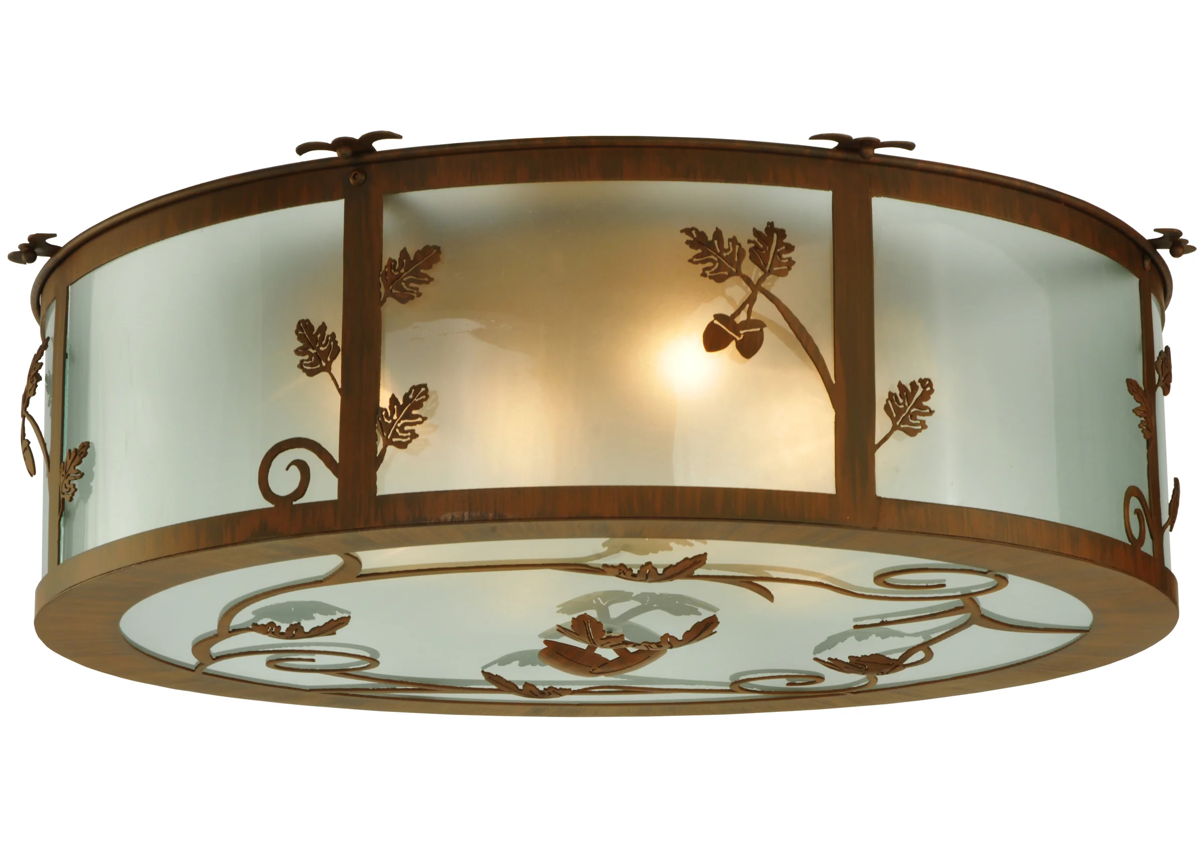Oak Leaf & Acorn Four Light Flushmount in Rust