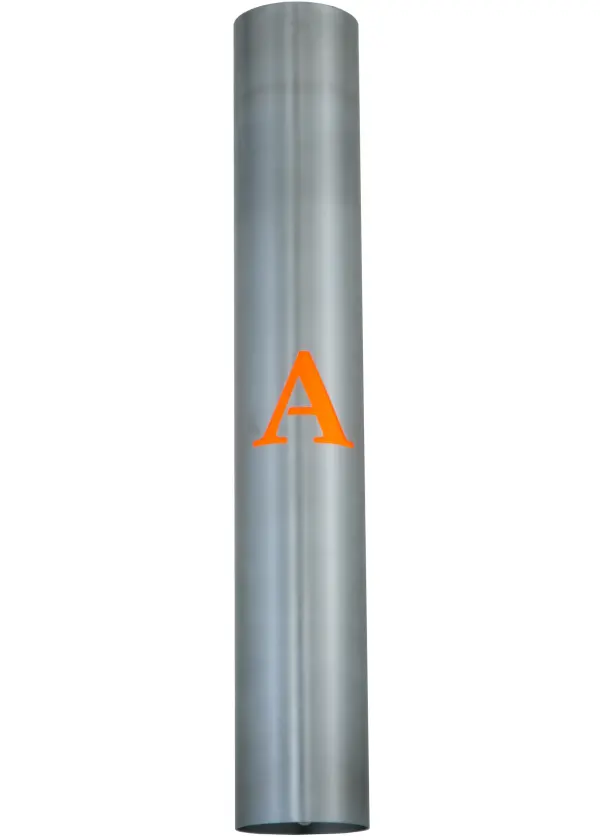 This modern; industrial-style wall sconce is personalized with the A monogram featured in Orange on a Brushed Aluminum metal structure. The sleek; cylindrical fixture is perfect for installation on walls and facades throughout interiors and covered exterior spaces. The ADA-compliant; Personalized A" Wall Sconce is included in our American-made; American-designed; handcrafted Personalized Collection and manufactured in Yorkville; New York. The fixture is UL listed for dry and damp locations. This lighting fixture can be ordered by calling us and adding your own business logo or monogram for your next project. Please call for pricing and lead time."