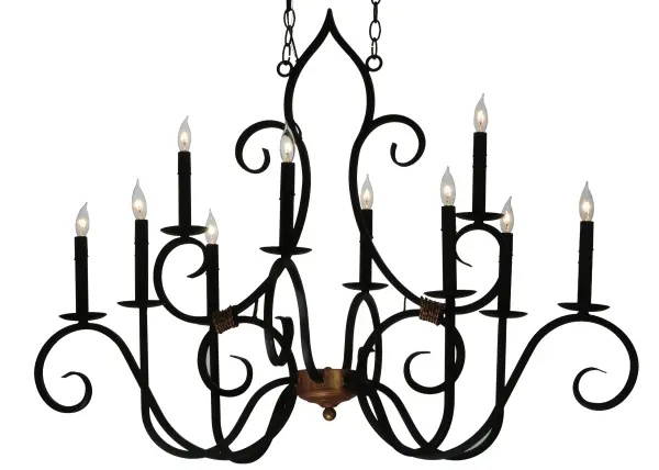 Clifton offers a rich; modern twist on a classic; elegant lighting design. This opulent; sumptuous chandelier features a Blackwash finished steel frame with 10 Black faux candlelights perched on bobeches and complemented with a hub; canopy and rope work embellishments finished in Autumn Leaf. Handcrafted by highly skilled artisans in our 180;000 square foot manufacturing facility in Yorkville; New York. Custom designs; colors; and sizes available. UL and cUL listed for damp and dry locations.