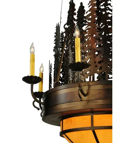 40" Wide Walden Pine 14 Light Two Tier Chandelier - Image 8