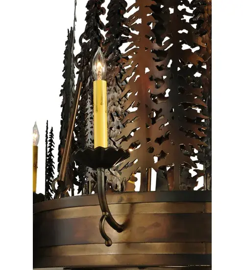 40" Wide Walden Pine 14 Light Two Tier Chandelier - Image 9