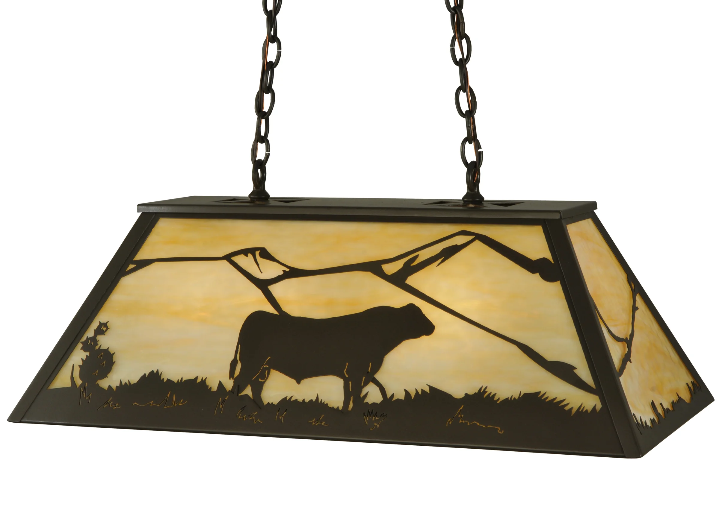 33" Long Steer Oblong Pendant