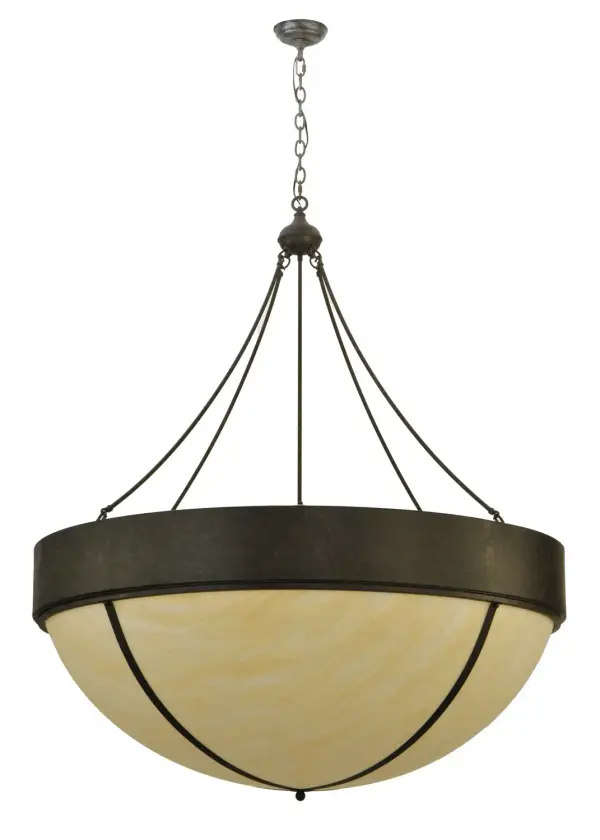 The stunning Dominga ceiling fixture features a curvaceous Sahara Taupe Idalight lens. The striking diffuser is enhanced with a handsome frame and decorative accents in a Coffee Bean finish. Talia is ideal for entryways, living spaces, and other rooms in residential, hospitality, and commercial environments. Ideal in homes and other buildings in cities throughout the US, from Athens, Georgia, to Fort Worth, Texas, to Portland, Oregon. The overall height ranges from 58 to 129 inches, as the chain length can be easily adjusted in the field to accommodate your specific lighting needs. The Talia Inverted Pendant is featured in our American-made, American-designed, handcrafted Transitional Lighting Collection and manufactured in Yorkville, New York. UL and cUL listed for dry and damp locations. Collection: Talia Finish: Coffee Bean Glass: Sahara Taupe Idalight Width: 47.25" Height: 58.00" Length: 47.25" Weight: 48.00 lb Number of Bulbs: 10 Maximum Wattage: 40.00 W Bulb Type: A19 Bulb Base: E26 Material: Steel Country of Origin: USA Safety Listing: Damp Safety Rating: Damp