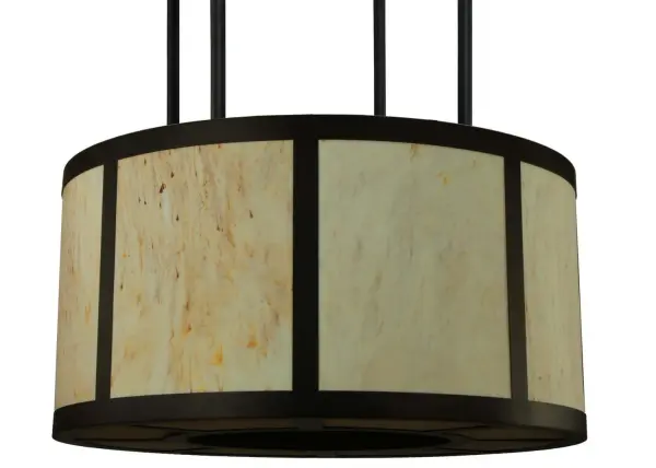 Designed with a refined rotund profile, this stunning centerpiece for the ceiling enhances any interior decor. The shade features Randsburg Rock Idalight with a matching bottom diffuser and complemented with a frame and hardware in a handsome Oil Rubbed Bronze finish. Handcrafted by highly skilled artisans in our manufacturing facility in Upstate New York, this transitional styled fixture is available in a wide range of custom choices including various designs, colors, sizes and dimmable energy efficient lamping options such as LED. The fixture is UL and cUL listed for damp and dry locations. Collection: Cilindro Finish: Oil Rubbed Bronze Glass: Randsburg Rock Idalight Width: 48.00" Height: 29.00" Length: 48.00" Weight: 66.00 lb Number of Bulbs: 8 Maximum Wattage: 60.00 W Bulb Type: A19 Bulb Base: E26 Material: Steel Country of Origin: USA Safety Listing: Wet Safety Rating: Wet