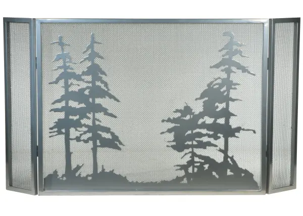 A Love for the Outdoors is the inspiration for this handsome Meyda Original Fireplace Screen. This stunning fireplace screen highlights mesmerizing Pine Tree and woodland metal silhouettes that stand tall on the frame; handcrafted with?a Weave-Tex mesh background finished in Extreme Chrome. The Tall Pines Fireplace Screen is included in our American-made; American-designed; handcrafted Nature Inspired Collection. Manufactured in Yorkville; New York.