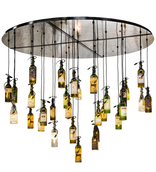 72" Wide Tuscan Vineyard Personalized 30 Wine Bottle Cascading Pendant