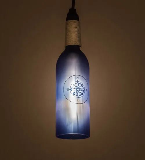 3" Wide Coastal Collection Compass Wine Bottle Mini Pendant