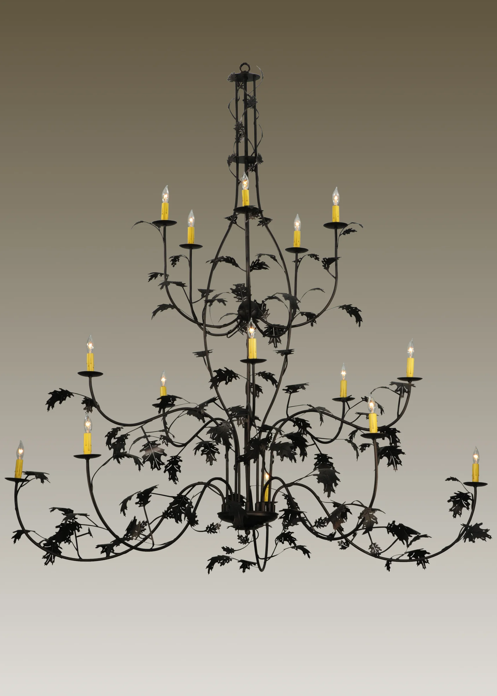 Oak Leaf 15 Light Chandelier in Mahogany Bronze