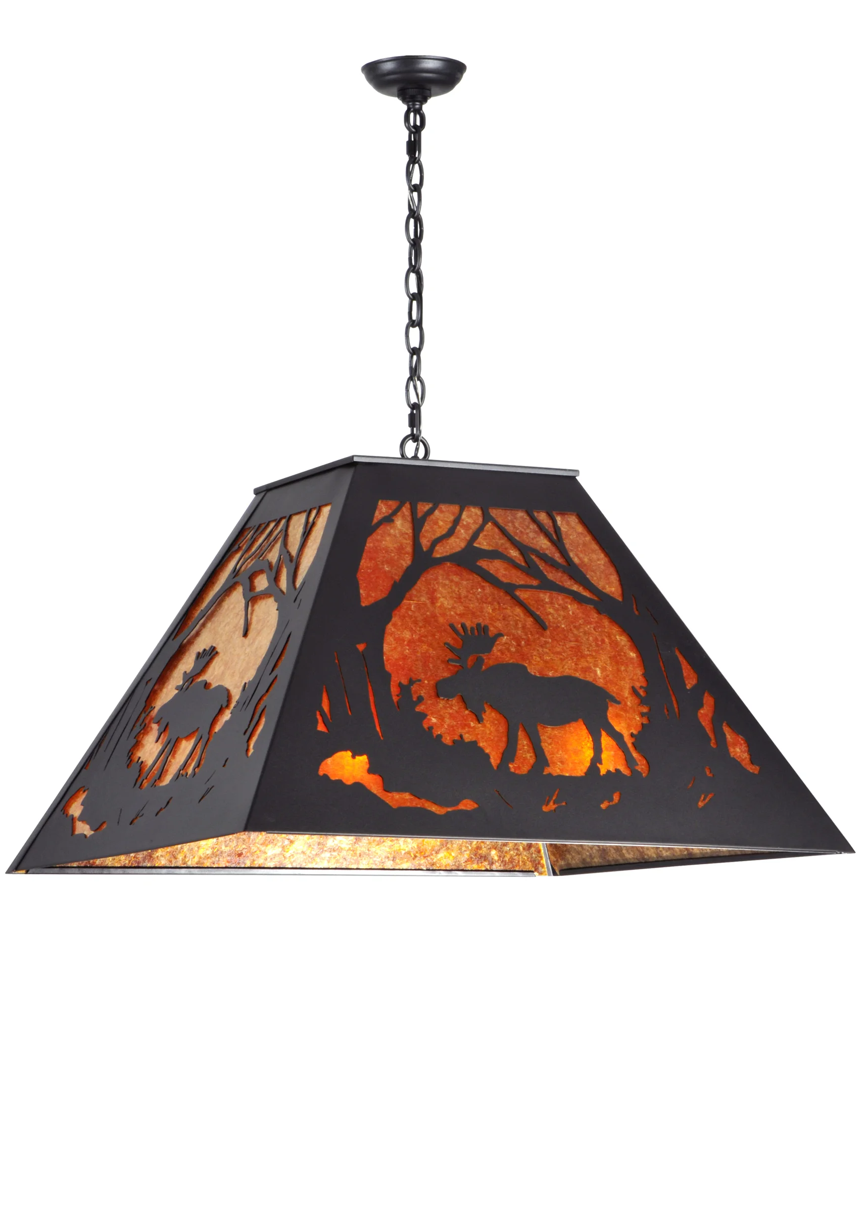 Moose At Dawn Four Light Pendant in Textured Black