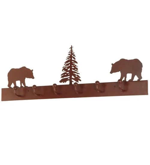 36" Long Bear on the Loose 6 Hooks Coat Rack