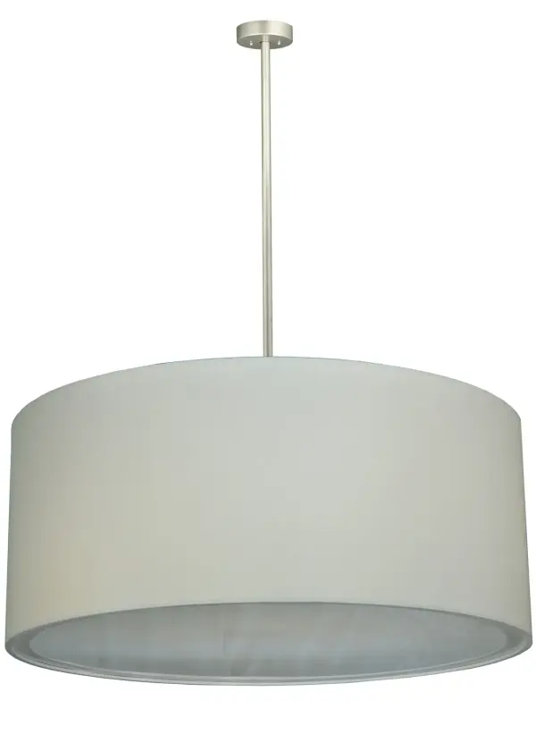A result of extraordinary fabrication and engineering capabilities, this prodigious Cilindro Textrene Pendant features an immense width of nearly seven feet, revealing one of the industry largest fabric fixtures available. Designed with a curved profile and a clean architectural look, this massive ceiling fixture features a Cream Textrene shade which is enhanced with a Statuario Idalight bottom diffuser and Nickel powder coated hardware. Handcrafted by highly skilled artisans in our 180,000 square foot manufacturing facility in Yorkville, New York. A wide range of custom choices are available including various designs, colors, sizes and dimmable energy efficient lamping options such as LED. UL and cUL listed for damp and dry locations. Collection: Cilindro Finish: Nickel Glass: Cream Textrene Width: 78.00" Height: 80.00" Length: 78.00" Weight: 2.00 lb Number of Bulbs: 12 Maximum Wattage: 60.00 W Bulb Type: A19 Bulb Base: E26 Material: Steel Country of Origin: USA Safety Listing: Damp Safety Rating: Damp